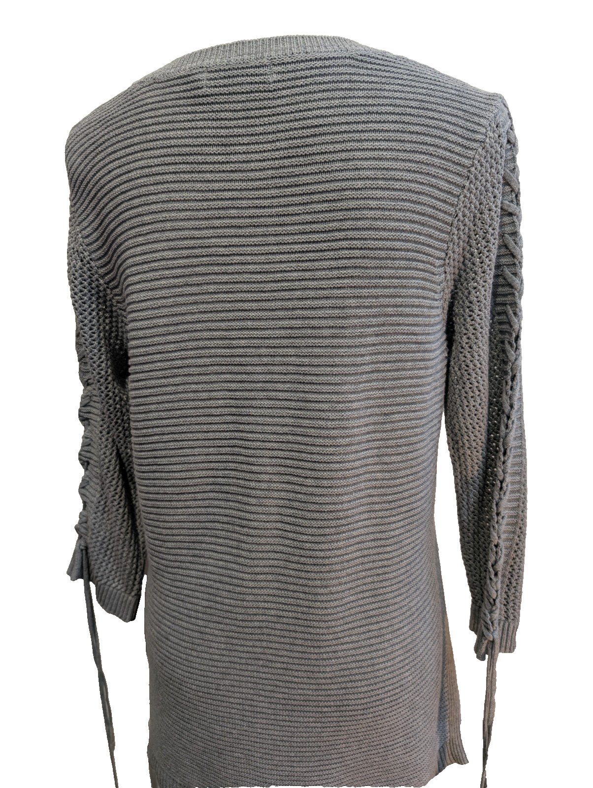 Pull Calvin Klein Col Rond Gris Clair Manches 3/4 Ficelées - Taille M