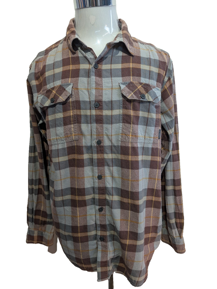 🏔️ Chemise COLUMBIA Taille L Flanelle Outdoor Carreaux Marron 2 poches