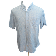 Chemise Weatherproof 55% Lin 45% coton Bleu Clair Manches Courtes Taille L