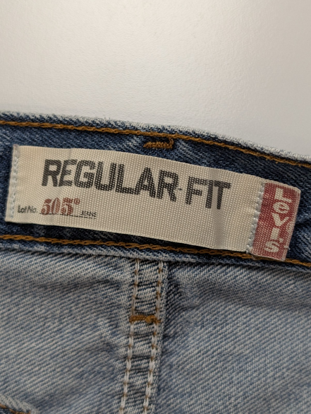 Jean Levi's 505 Regular Fit Vintage Homme W38 L30 Bleu Ciel Denim Light Wash