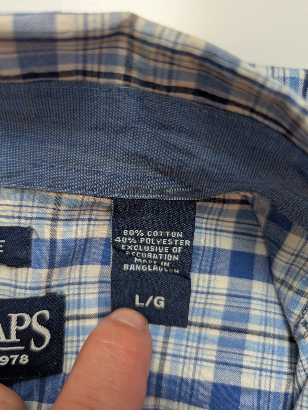 Chemise Chaps manches courtes bleu à carreaux taille L #229msch
