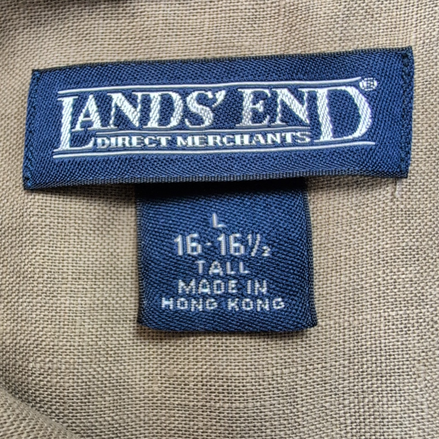 Lands’ End chemise 100% lin kaki manches courtes une poche taille L/XL