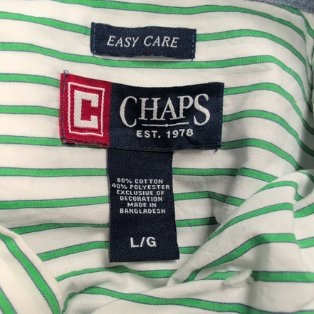 Chemise CHAPS blanche à rayures vertes taille L #77e