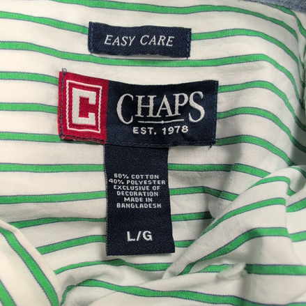 Chemise CHAPS blanche à rayures vertes taille L #77e