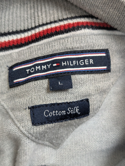 Gilet Tommy Hilfiger Gris Clair Zippé - Mélange Soie & Coton - Taille L