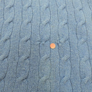 Pull Polo Ralph Lauren Torsadé Bleu Ciel Logo Orange 90% Mérinos / 10% Angora M