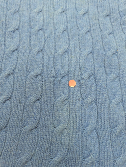 Pull Polo Ralph Lauren Torsadé Bleu Ciel Logo Orange 90% Mérinos / 10% Angora M