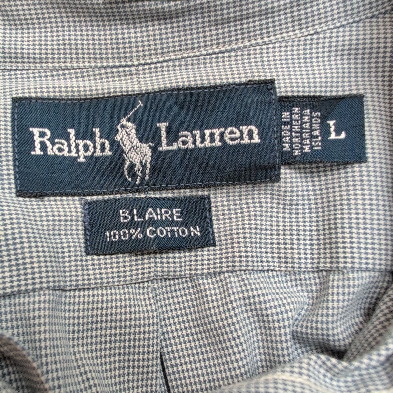 Chemise Ralph Lauren Blaire Homme L LT Manches Courtes Gris Pied-de-poule
