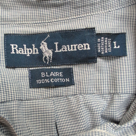Chemise Ralph Lauren Blaire Homme L LT Manches Courtes Gris Pied-de-poule
