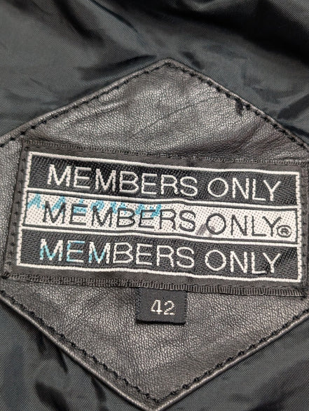 Veste Members Only café racer vintage 80's cuir noir taille S [42] #2c