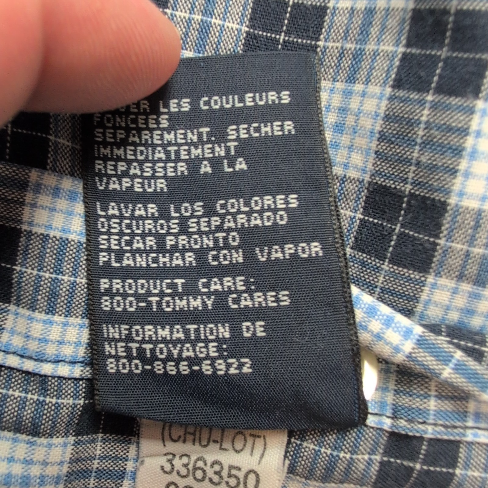 Chemise manches courtes Tommy Hilfiger bleue à carreaux taille L homme 1 poche