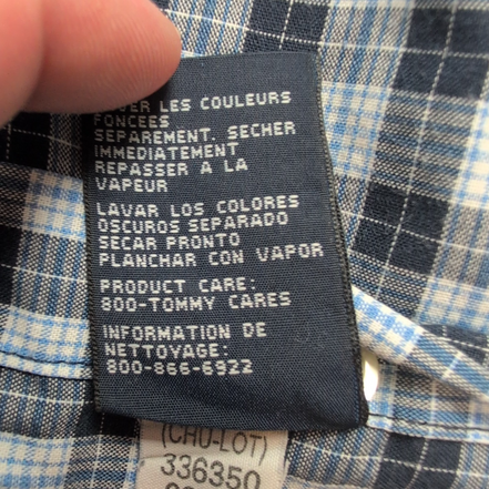 Chemise manches courtes Tommy Hilfiger bleue à carreaux taille L homme 1 poche