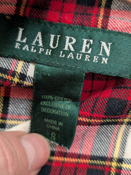 Chemise de Pyjama Femme Lauren Ralph Lauren S Flanelle Rouge Carreaux Shirt
