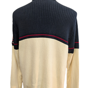 Pull Col Roulé Ralph Lauren Blanc Cassé & Marine - Drapeau USA - Taille M