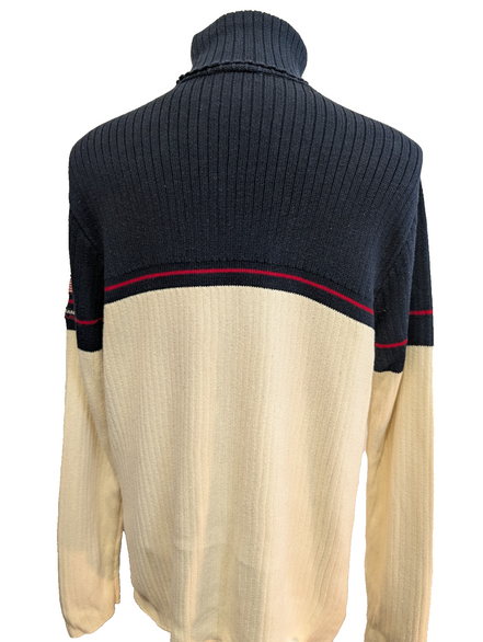 Pull Col Roulé Ralph Lauren Blanc Cassé & Marine - Drapeau USA - Taille M