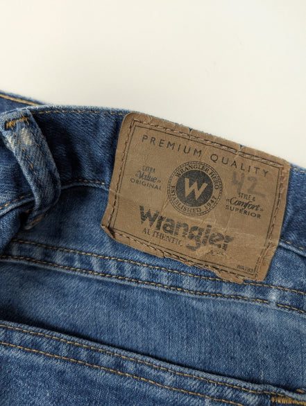 Jean Wrangler Homme Vintage Bleu W42 L29 Denim Pantalon Look Usé Distressed