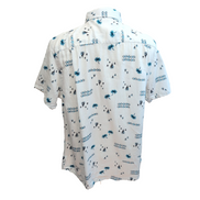 Chemise Hawaïenne Haggar XL Palmier Bateau Turquoise 100% Coton manches courtes