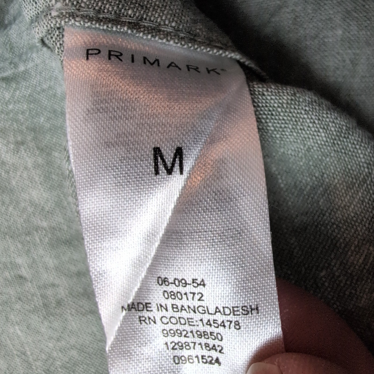 Chemise Primark 100% Lin Vert Kaki Clair Manches Courtes Taille M