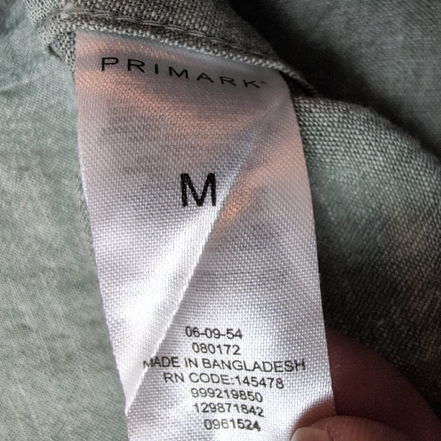 Chemise Primark 100% Lin Vert Kaki Clair Manches Courtes Taille M