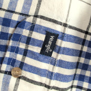Chemise Wrangler bleu blanc carreaux tartan 2 poches rabat L