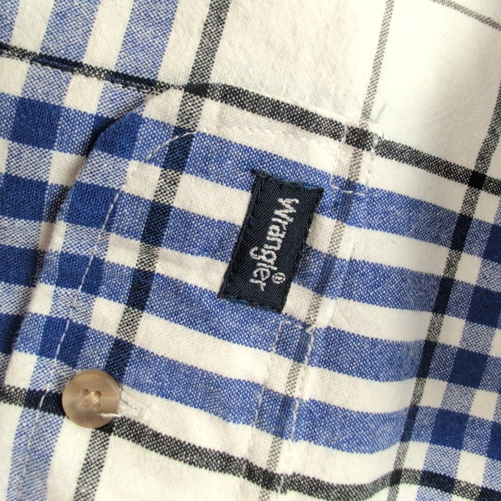 Chemise Wrangler bleu blanc carreaux tartan 2 poches rabat L