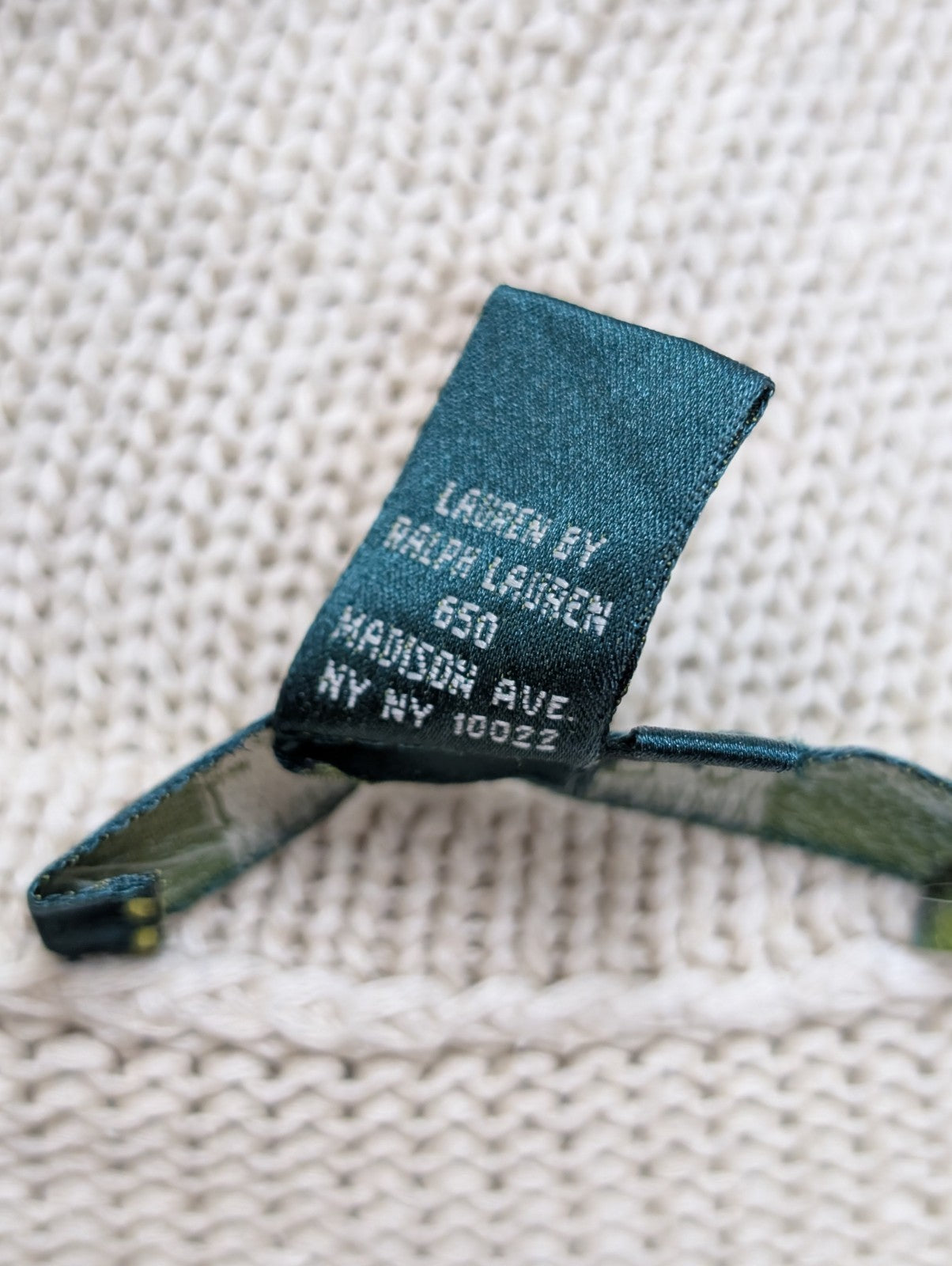 Pull Ralph Lauren femme (Lauren) Crème Col Rond 100% Coton Mercerisé XL