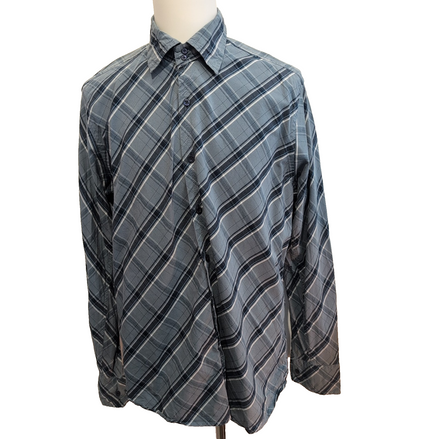 Chemise Tommy Hilfiger Grise et Bleue Carreaux Diagonaux - Taille XL