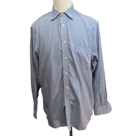 Chemise Chaps Bleue à Rayures Non Iron Stretch - Taille L/XL