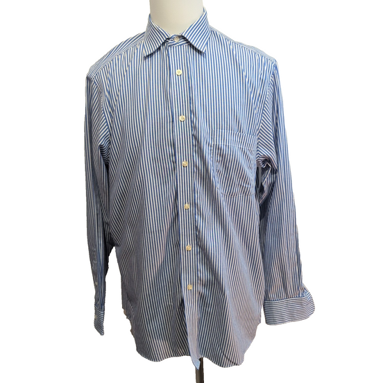 Chemise Chaps Bleue à Rayures Non Iron Stretch - Taille L/XL