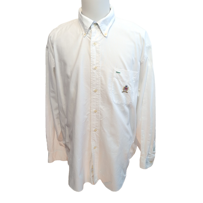 Chemise Tommy Hilfiger Blanche Coton Manches Longues XL Vintage
