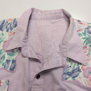 Chemise Western Vintage Lilas Florale Boutons Pression Manches Longues M/L