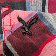 Chemise Vagari S Rouge Noir Carreaux Coton Logo Aigle Poche Made Mexico