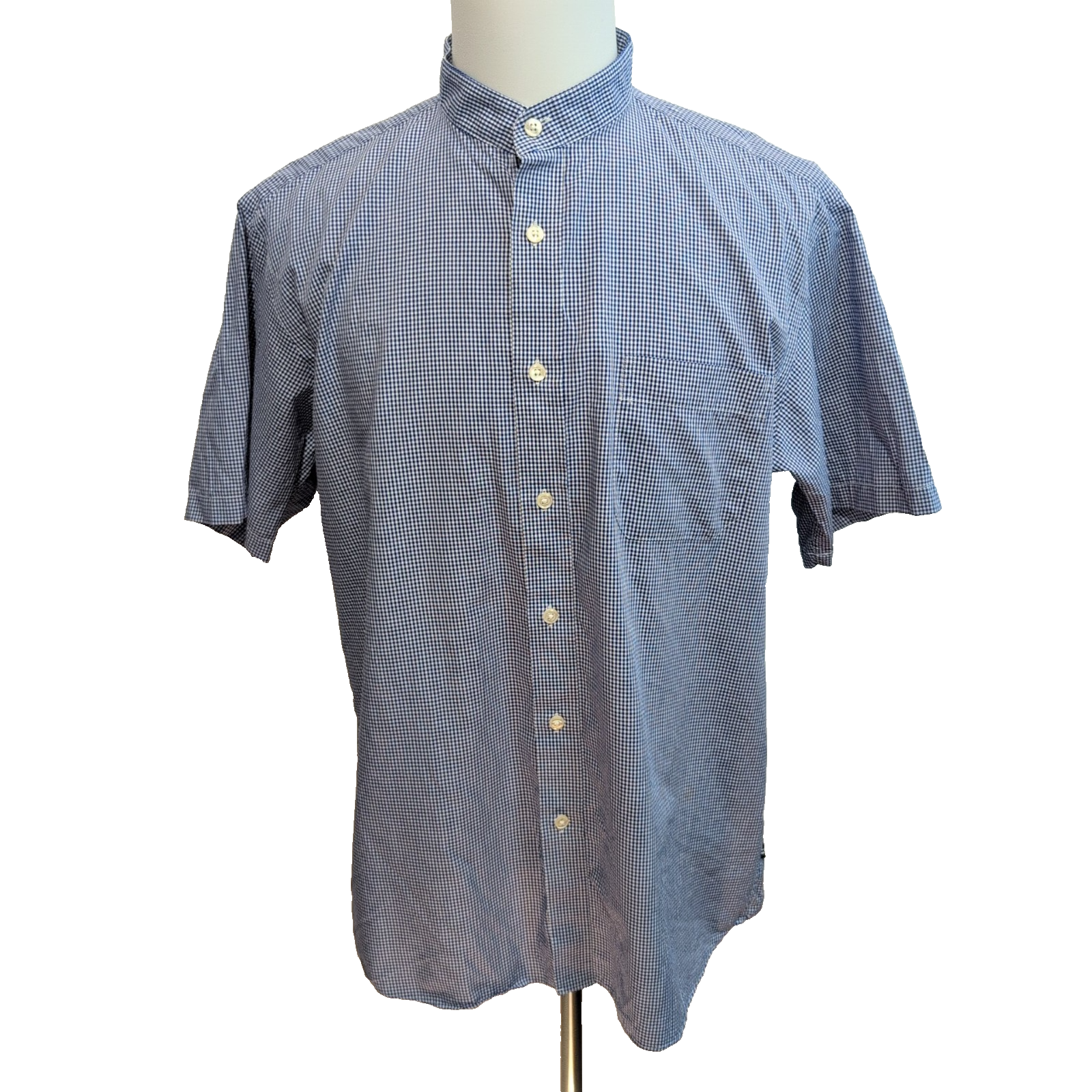 Chemise Nautica XL Col Mao Bleu Carreaux Manches court Sans Repassage