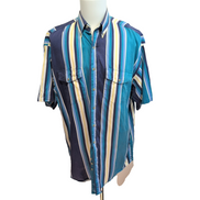 Wrangler chemise western manches courtes rayures vert jaune XXL 100% coton