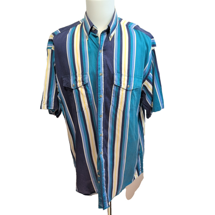 Wrangler chemise western manches courtes rayures vert jaune XXL 100% coton