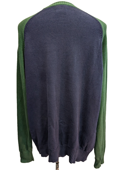 Pull Chaud Vtg Polo Ralph Lauren Jeans Co Bicolore Bleu Marine/Vert Col Rond XL