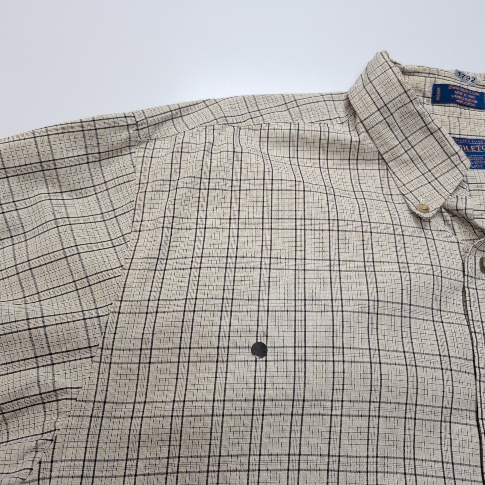 Chemise Pendleton XL Crème Carreaux 100% Coton Poche Homme