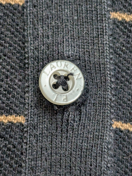 Cardigan femme Lauren Ralph Lauren M noir rayures marron coton col V boutons
