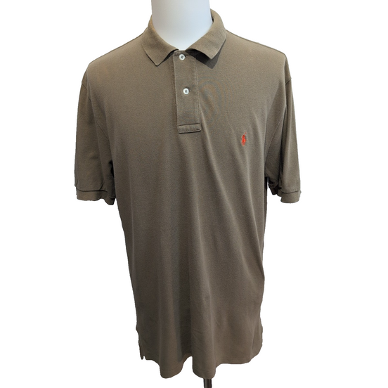 Polo Ralph Lauren Homme L Kaki Logo Orange Polo Manches Courtes