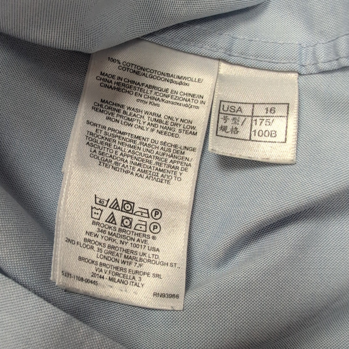 Chemise Brooks Brothers L Regent Bleu Clair 100% Coton Poche Homme