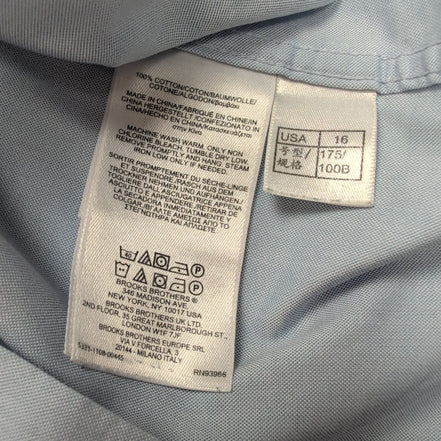 Chemise Brooks Brothers L Regent Bleu Clair 100% Coton Poche Homme