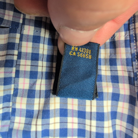 Chemise Ralph Lauren L Bleu Carreaux Logo Rose Coton Manches Longues