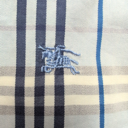 Chemise BURBERRY 100% Coton Bleu Carreaux L XL Logo Brodé Poche Boutonnée
