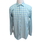 Chemise Reaction L XL Bleu Turquoise Carreaux Stretch Slim Fit manches longues