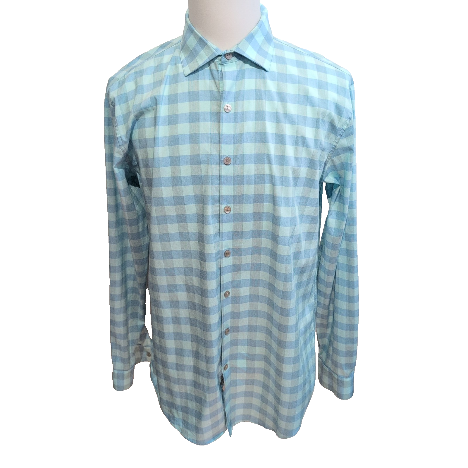 Chemise Reaction L XL Bleu Turquoise Carreaux Stretch Slim Fit manches longues