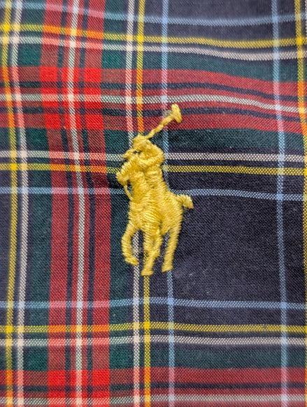 Chemise Ralph Lauren Taille L Carreaux Rouge Bleu Logo Jaune - Excellent État