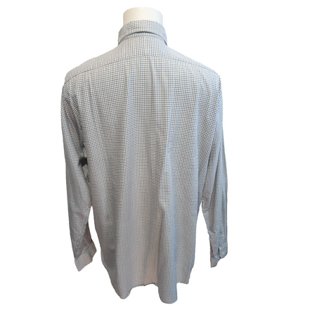 Chemise Polo Ralph Lauren Ellington L Blanche Carreaux Bleu Noir Coton
