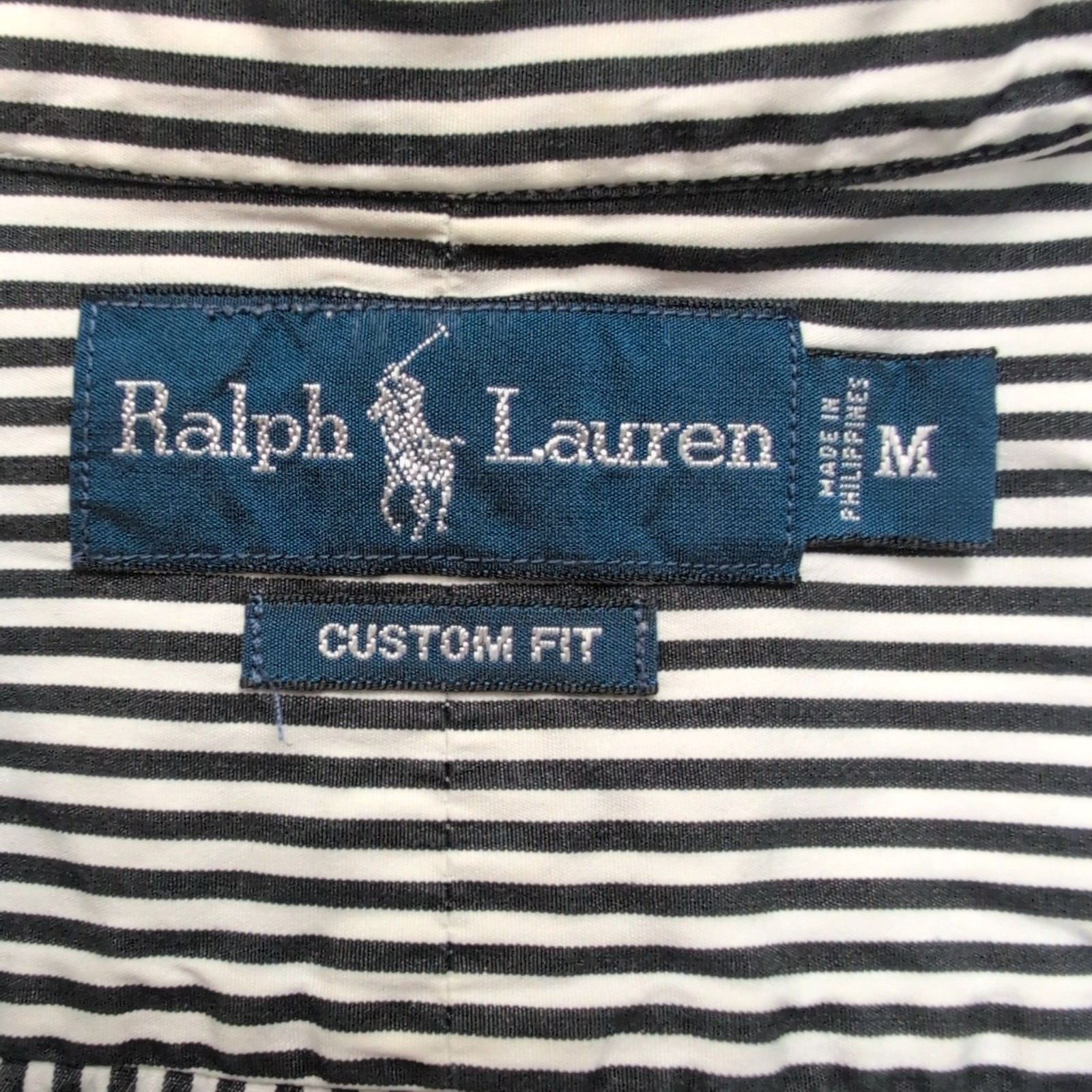 Chemise Ralph Lauren M Noire Rayures Custom Fit Button Down Shirt