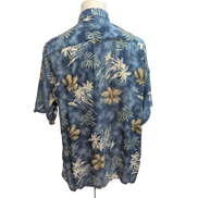 Chemise Hawaïenne Pierre Cardin XL Rayonne Made in Korea Bleu Tropical