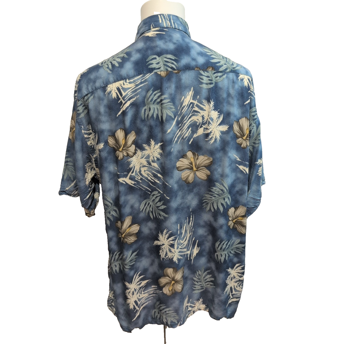 Chemise Hawaïenne Pierre Cardin XL Rayonne Made in Korea Bleu Tropical